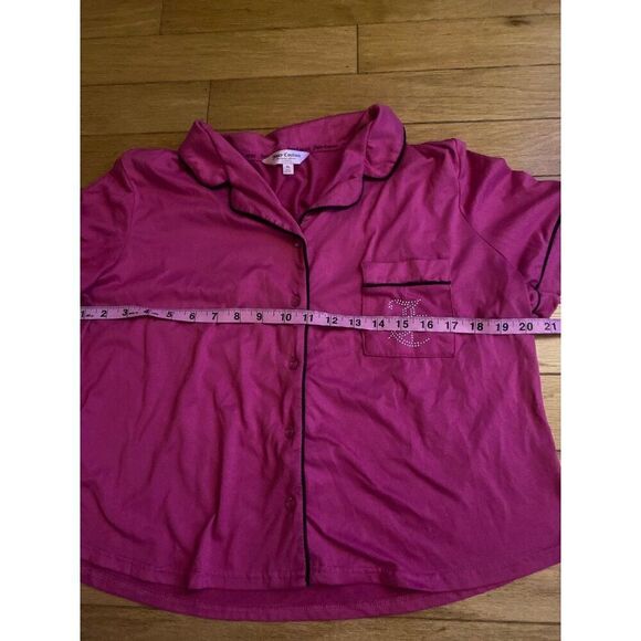 Juicy Couture womens Y2K pink bedazzled button down top and shorts pajama set XL - Picture 4 of 10